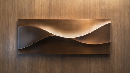 A bronze plaque mounted on a maple wood wall with a sleek and elegant design ideal for awards or recognition