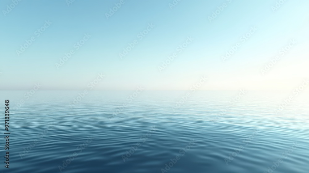 Aufkleber tranquil empty water surface - serene 3d rendering with calm ripples and reflective minimalist backg