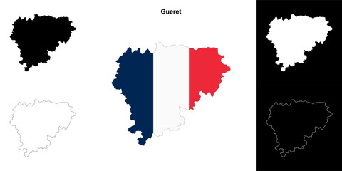 Gueret arrondissement outline map set