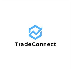 Naklejka premium TradeConnect Logo: A Blue Hexagon With an Upward Arrow