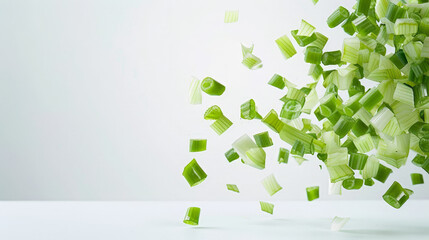 Fototapeta premium chopped green onions isolated on white