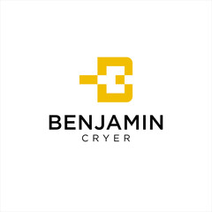 Obraz premium Benjamin Cryer Logo Design with a Modern Pixelated 'B'