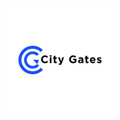 City Gates Logo Design - Abstract Blue Circle and Bold Text