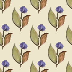 Seamless vector pattern of elegant purple violets