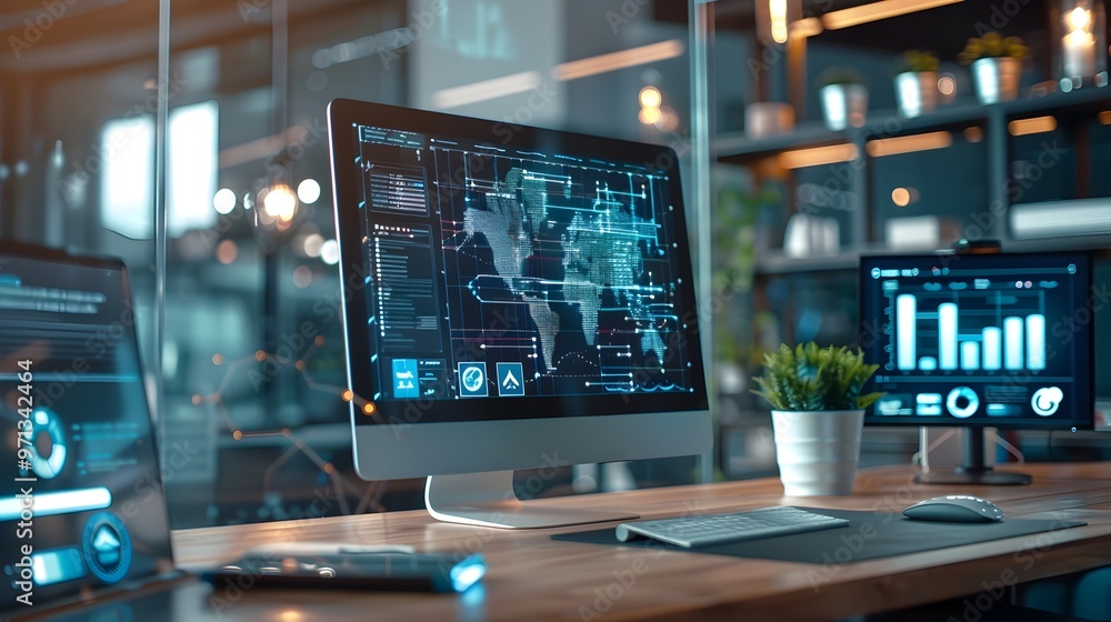 Poster seamless digital workspace with integrated productivity and communication tools