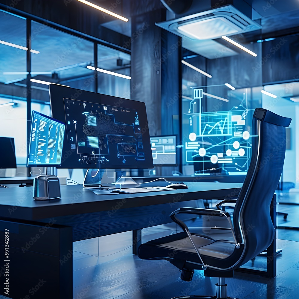Poster customizable virtual workspace with personalized digital office environments for productivity and