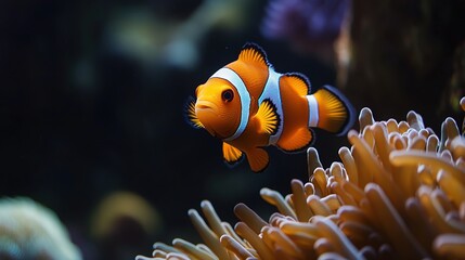 Clownfish swimming near coral reef.