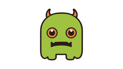 simple sign of a green monster with orange eyes