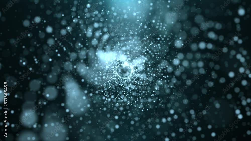 Poster abstract rotating surface made of particles. high-tech futuristic spiral. rotating background. trave
