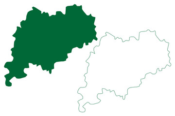 Obraz premium Fatehabad district (Haryana State, Republic of India) map vector illustration, scribble sketch Fatehabad map