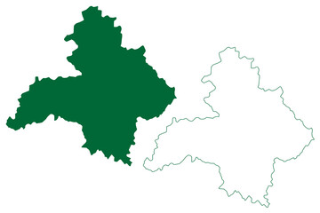 Fatehgarh Sahib district (Punjab State, Republic of India) map vector illustration, scribble sketch Fatehgarh Sahib map