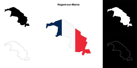 Nogent-sur-Marne arrondissement outline map set