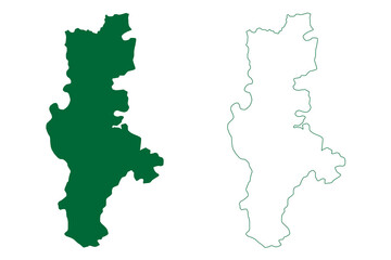 Gadchiroli district (Maharashtra State, Nagpur Division, Republic of India) map vector illustration, scribble sketch Gadchiroli map