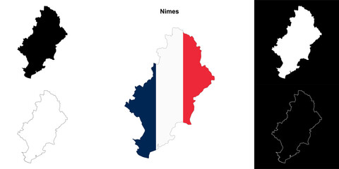 Nimes arrondissement outline map set