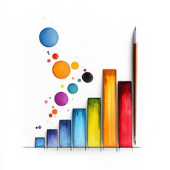 Obraz premium A colorful data visualization featuring bars and dots, ideal for presentations, reports, and creative projects.