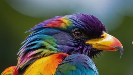 Fototapeta premium A close-up of a vibrant, multicolored bird showcasing its beautiful feathers.