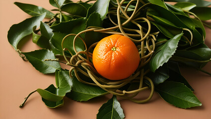 Title: A vibrant orange fruit, possibly a navel orange

