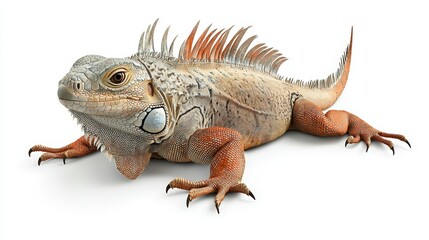 Obraz premium A detailed close-up of a vibrant iguana displaying intricate textures and colors, showcasing its unique features and posture.