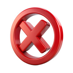 3D red cross X sign  illustration png, error, fail, don't, icon