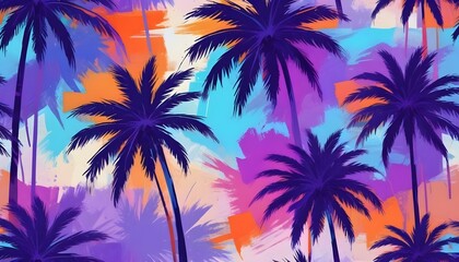 Obraz premium digital painting Tropical palm trees