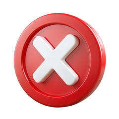 3D red cross X sign  illustration png, error, fail, don't, icon