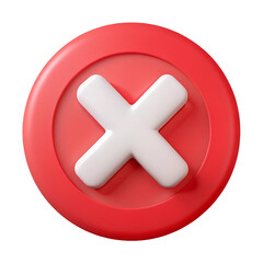3D red cross X sign  illustration png, error, fail, don't, icon