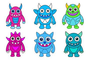 Obraz premium Monster Vector Illustration - Cartoon, Clipart, and Line Art Design for Digital Printing