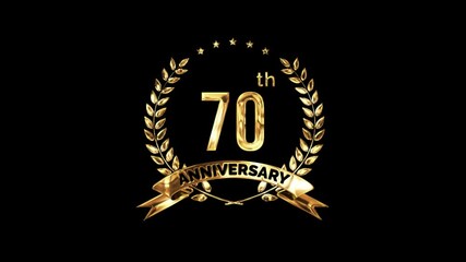  70th Anniversary Celebration. Golden 70 Year Anniversary Animation