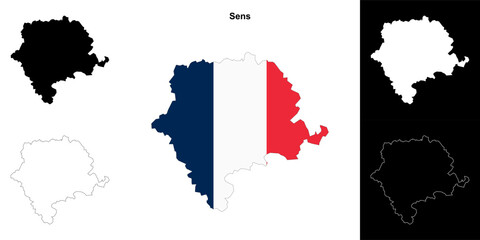 Sens arrondissement outline map set © David Zydd