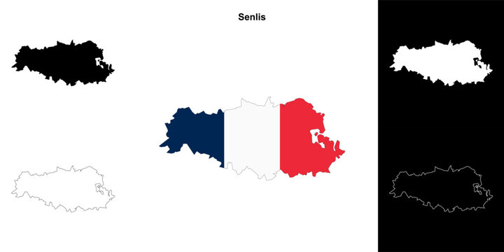 Senlis arrondissement outline map set