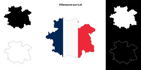 Villeneuve-sur-Lot arrondissement outline map set