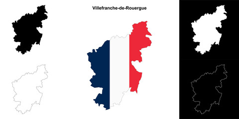 Villefranche-de-Rouergue arrondissement outline map set