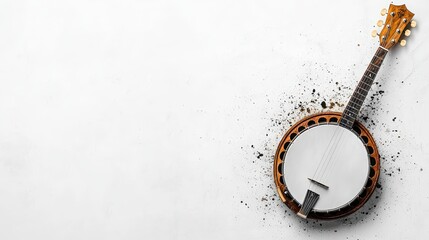 A beautiful banjo resting on a textured background, showcasing musical creativity and craftsmanship in every detail.