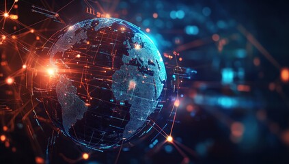 Obraz premium Global Network: Interconnectedness and Digital Data