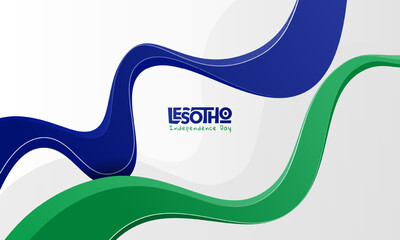 Waving abstract blue and green shape in 3d style on white background. lesotho independence day