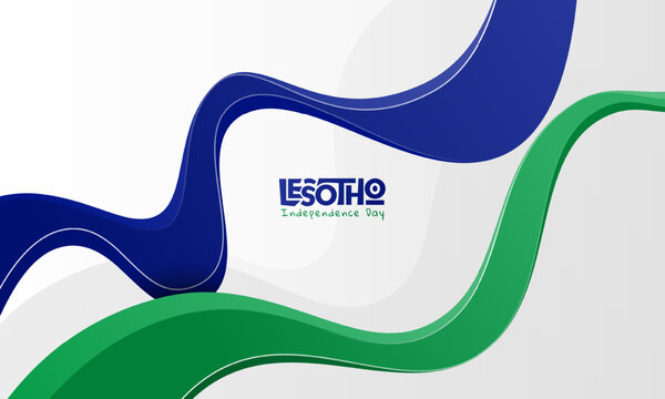 Waving abstract blue and green shape in 3d style on white background. lesotho independence day