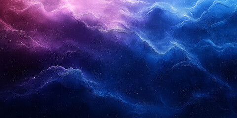 Abstract cosmic background with swirling nebulae in shades of blue and pink.