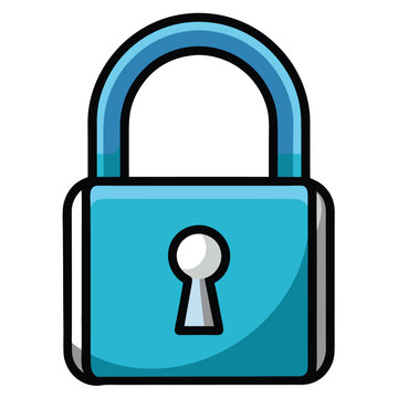 Padlock Icon Vector on White Background Cartoon Style Vector 