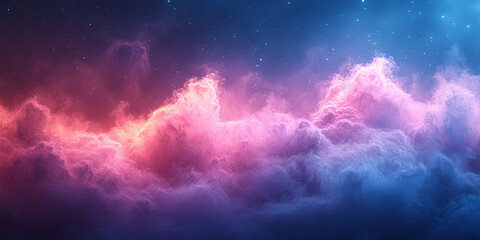 Fototapeta premium Pink and blue nebula with scattered stars.