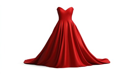 Obraz premium Elegant red dress with a sweetheart neckline, flowing silhouette, perfect for formal events and special occasions.