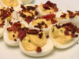 Deviled Eggs Topped With Bacon Crumbles