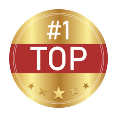 top1 gold medal, 5 stars on a white background