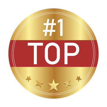 top1 gold medal, 5 stars on a white background