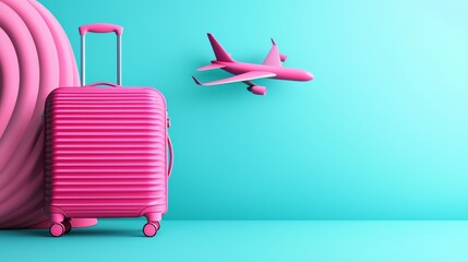 How does the image of the suitcase and airplane inspire ideas for travel accessories designed to make journeys more convenient and enjoyable,