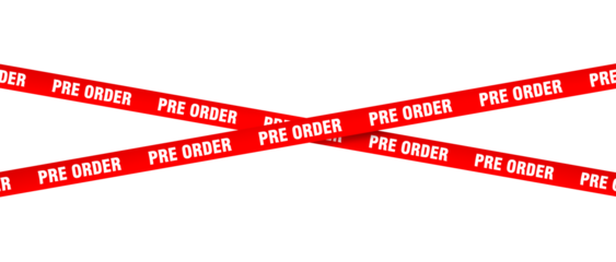 Red pre order tape on transparent background