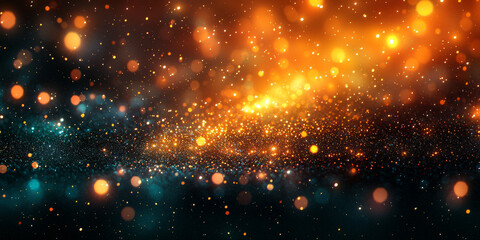 Obraz premium Sparkling gold and blue lights create a magical, festive background.
