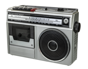 Vintage portable radio cassette recorder with built in speaker