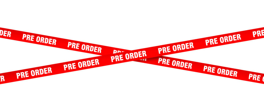 Red pre order tape on transparent background