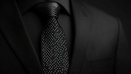 Close-up of a Black Suit and Tie