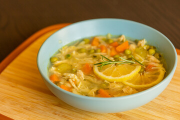 Chicken Soup with Lemon and Orzo - Cozy Homemade Cooking